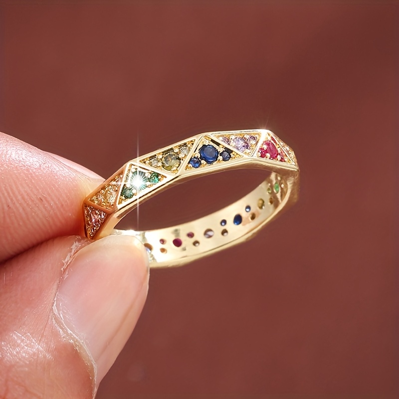 Stylish Triangle Women's Ring w/ Zirconia